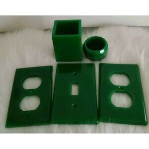Homemade Light Switch and Plug In Cover & Desk Set Green Home Decor New